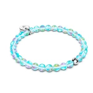 Blue Nebula Galaxy Glass Stretch Bead NOGU Bracelet